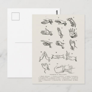 Cartão Postal Arte de Gestos de Mão da Linguagem de Sinais Vitor