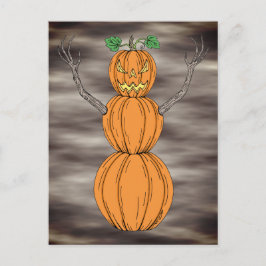 Cartão Postal Arte de Halloween do Homem Abóbora