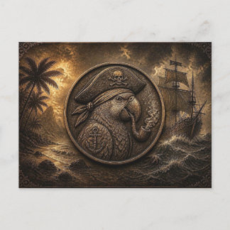 Cartão Postal Arte de Hobo Nickel de Papagaio Pirata