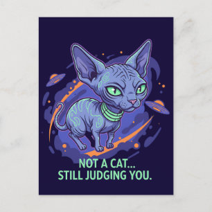 Cartão Postal Arte de Humor de Gato Sphynx Alienígena de Ficção 