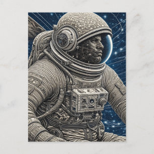 Cartão Postal Arte de IA Astronauta no Espaço