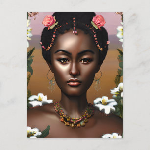 Cartão Postal Arte de IA de Beleza Afro-Americana