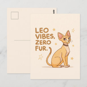 Cartão Postal Arte de Ilustração de Gato Esfinge de Leão Zodíaco