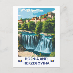 Cartão Postal Arte de Ilustração Jajce da Bósnia e Herzegovina