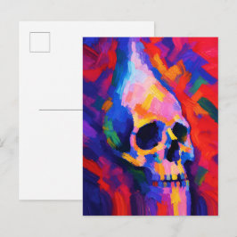 Cartão Postal Arte de Impressão de Crânio Abstrato na Parede