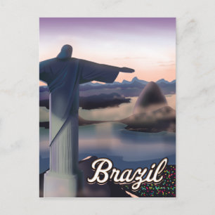 Cartão Postal Arte de impressão de pôster de viagem do Brasil.