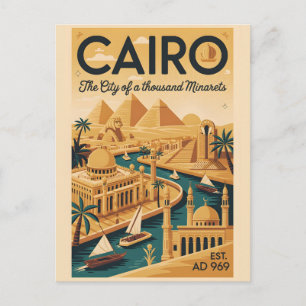 Cartão Postal Arte de Impressão de Poster de Viagem Retro Cairo 