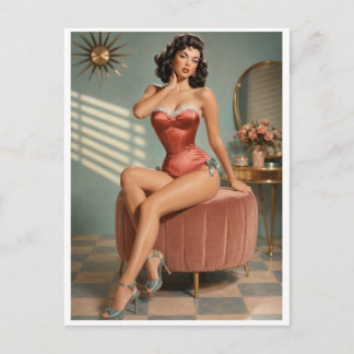 Cartão Postal Arte de Impressão Glamour Pin-Up Vintage | Boudoir