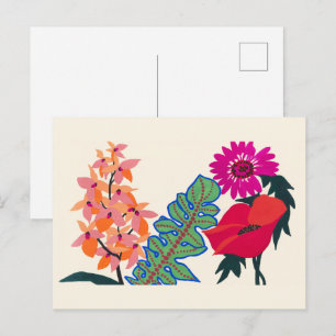 Cartão Postal Arte de Jardim Floral Boho Maximalista Vibrante