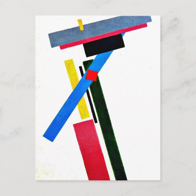 Cartão Postal Arte de Kazimir Malevich: Construção do Suprematis (Frente)