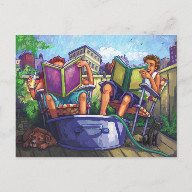 Cartão Postal Arte de Leitura do Summertime (Frente)