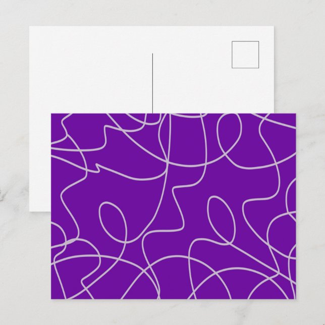 Cartão Postal Arte de linha Abstrato moderna em roxo (Frente/Verso)
