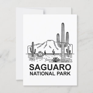 Cartão Postal Arte de Linha Mínima do Parque Nacional do Saguaro