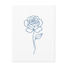 Arte de Linha Rosa Azul Minimalista