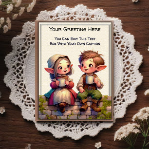 Cartão Postal Arte de Livro de Histórias de Sentimento Diário Ca