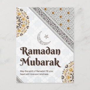 Cartão Postal Arte de Mandala do Crescente de Ramadan Mubarak