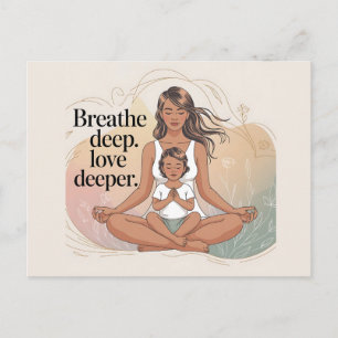 Cartão Postal Arte de Meditação de Mindfulness Mãe e Filho