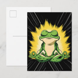 Cartão Postal Arte de Meditação do Sapo Zen Super Saiyan Glow