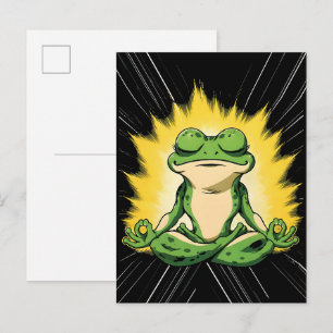 Cartão Postal Arte de Meditação do Sapo Zen Super Saiyan Glow