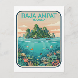 Cartão Postal Arte de mergulho no recife de coral vintage Raja A
