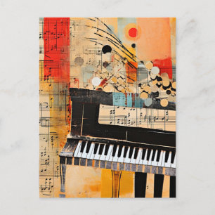 Cartão Postal Arte de montagem de piano abstrato