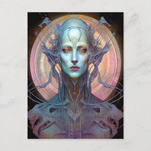 Cartão Postal Arte de Mulher Alien Surreal Estranha