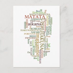 Cartão Postal Arte de Nuvem de Palavras Global Hakuna Matata Mul