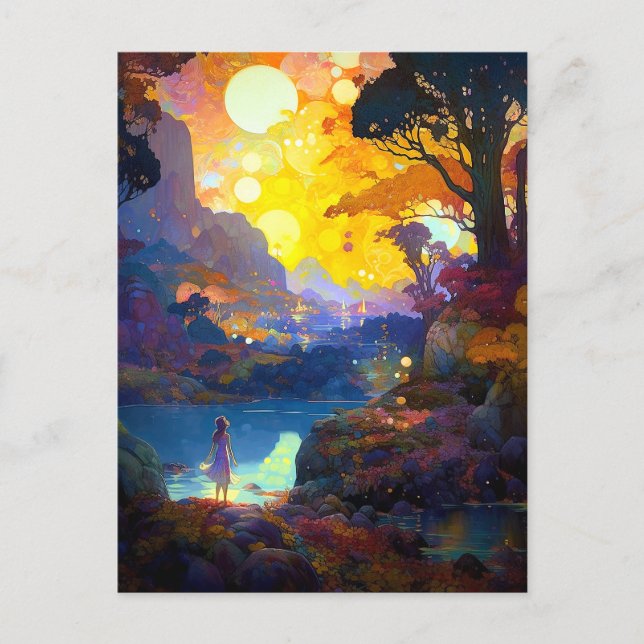 Cartão Postal Arte de Paisagem de Fantasia Surreal (Frente)