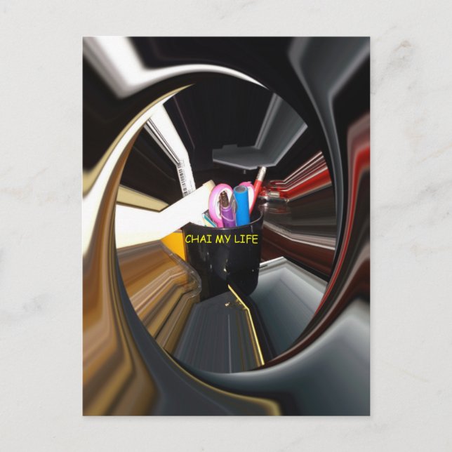 Cartão Postal Arte de Papel de carta do Tea Mug Life abstrato (Frente)