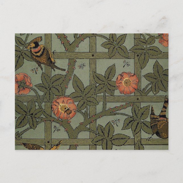Cartão Postal Arte de Papel de Parede Treliça de William Morris (Frente)