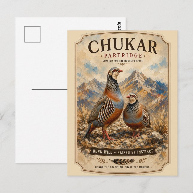 Cartão Postal Arte de Par Perdiz Chukar  (Frente/Verso)