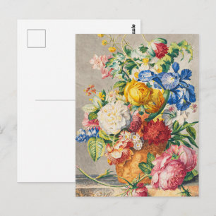 Cartão Postal Arte de Parede Botânica Floral Pastel Elegante Vin