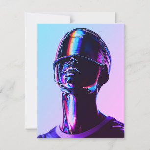 Cartão Postal Arte de Parede com Retrato Cromado em Arco-Íris Fu