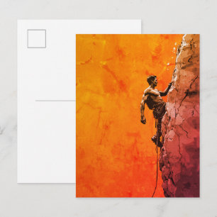 Cartão Postal Arte de Parede de Climber de Rocha Ousado