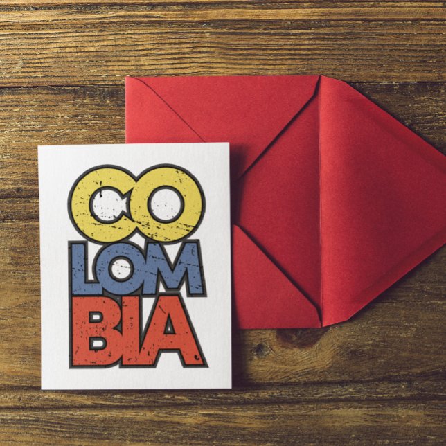 Cartão Postal Arte de parede de metal da Colômbia (Colombia Flag Lettering Postcard)
