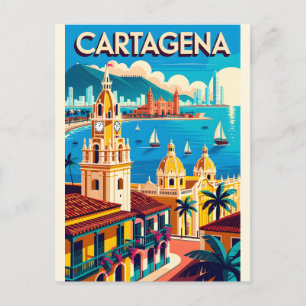 Cartão Postal Arte de Parede de Viagem Retro Cartagena Colômbia