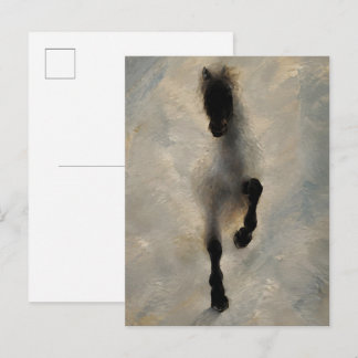 Cartão Postal Arte de Parede Pintura a Óleo Cavalo Preto Vista A
