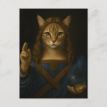 Arte de Paródia do Gato Salvator Mundi Renasciment