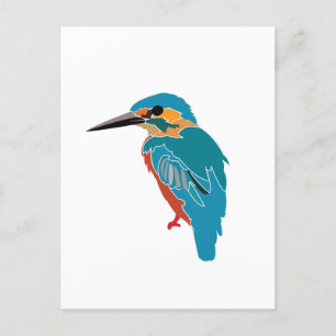 Cartão Postal Arte de Pássaro Martim-pescador