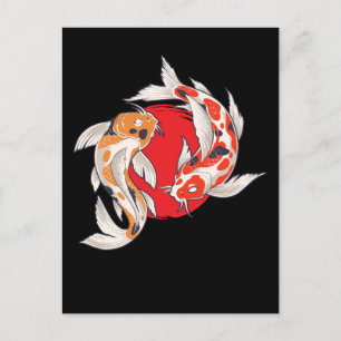 Cartão Postal Arte de Peixe Koi Japonês Aquacultura de Peixes Fa