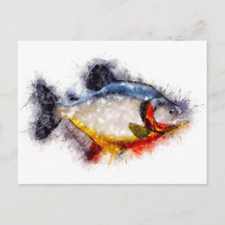 Cartão Postal Arte de peixe monstro da Piranha de Bellying Verme
