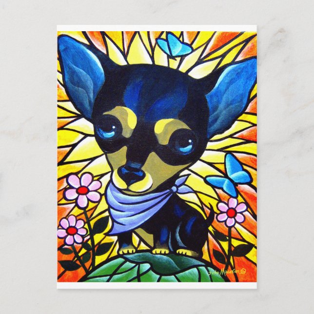 CARTÃO POSTAL ARTE DE PINTURA DE CÃO CHIHUAHUA - MULTI (Frente)