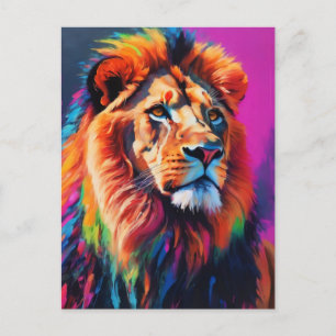 Cartão Postal Arte de pintura de retrato de leão