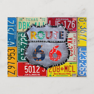 Cartão Postal Arte de Placa de Licença da Rota 66 - Pegue Seus C