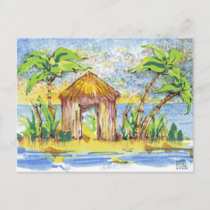 Cartão Postal Arte de Pop de Hut Tropical