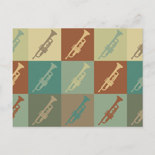 Cartão Postal Arte de Pop de Trompete (Frente)
