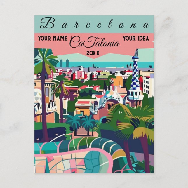 Cartão Postal Arte de postal de viagem de Barceloma, Arte de via (Frente)