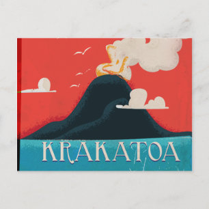Cartão Postal Arte de Poster de Férias Vintage Krakatoa