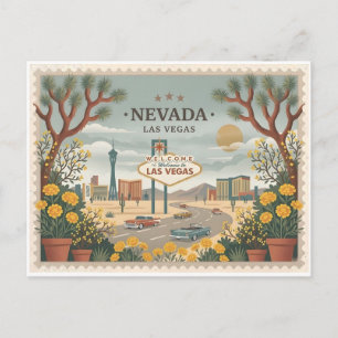 Cartão Postal Arte de Poster de Viagem de Las Vegas Nevada Vinta
