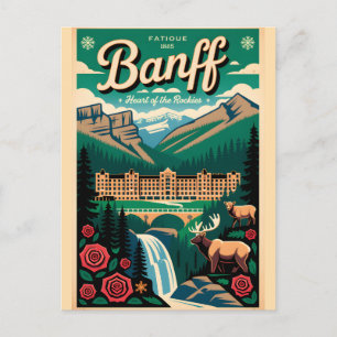 Cartão Postal Arte de Poster de Viagem Retro Banff Canadá